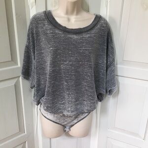Free People Gray Bodysuit Top